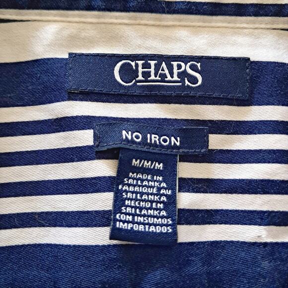 CHAPS Striped Dress Shirt Size M Long Sleeves Button Down Cotton Nautical Top - Picture 10 of 11